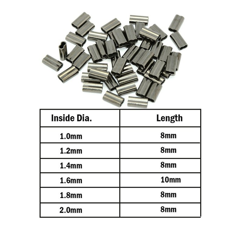 Laxygo 100pcs Double Barrel Copper Crimp Sleeves Fishing Line Connectors 6 Sizes (1.6mmx10mm-100pcs) - Image 2